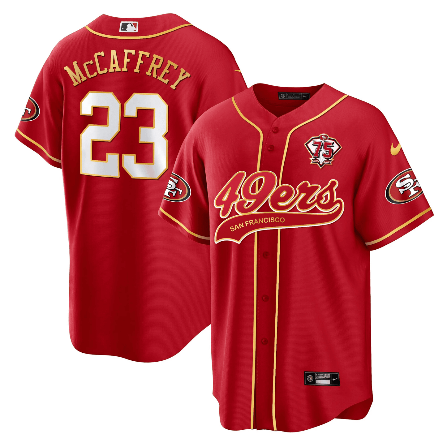 Christian McCaffrey 23 San Francisco 49ers Baseball Men Jersey - Red