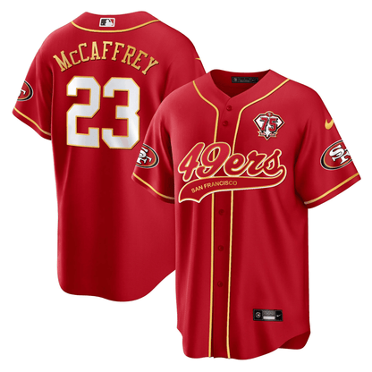 Christian McCaffrey 23 San Francisco 49ers Baseball Men Jersey - Red