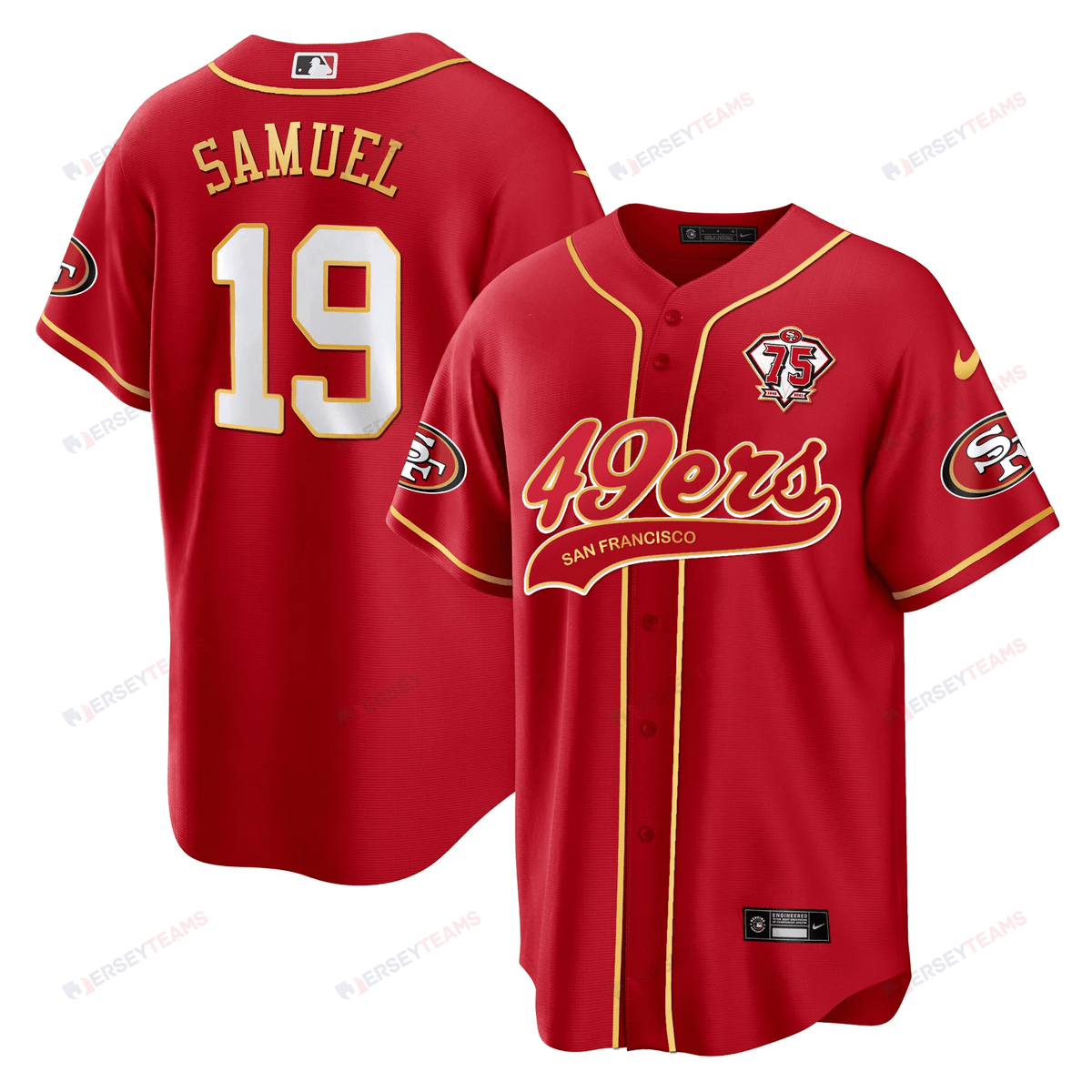 Deebo Samuel 19 San Francisco 49ers Baseball Men Jersey - Red