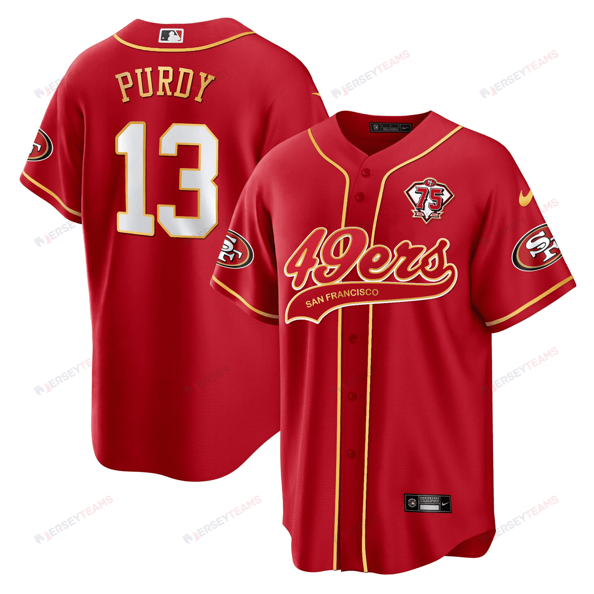 Brock Purdy 13 San Francisco 49ers Baseball Men Jersey - Red