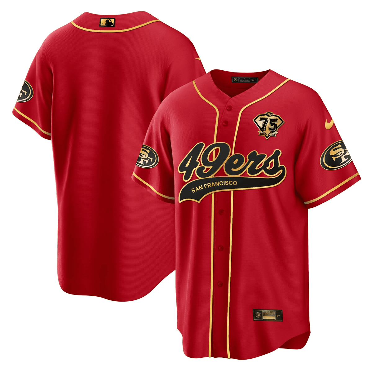 San Francisco 49ers Baseball Men Jersey - Black Red
