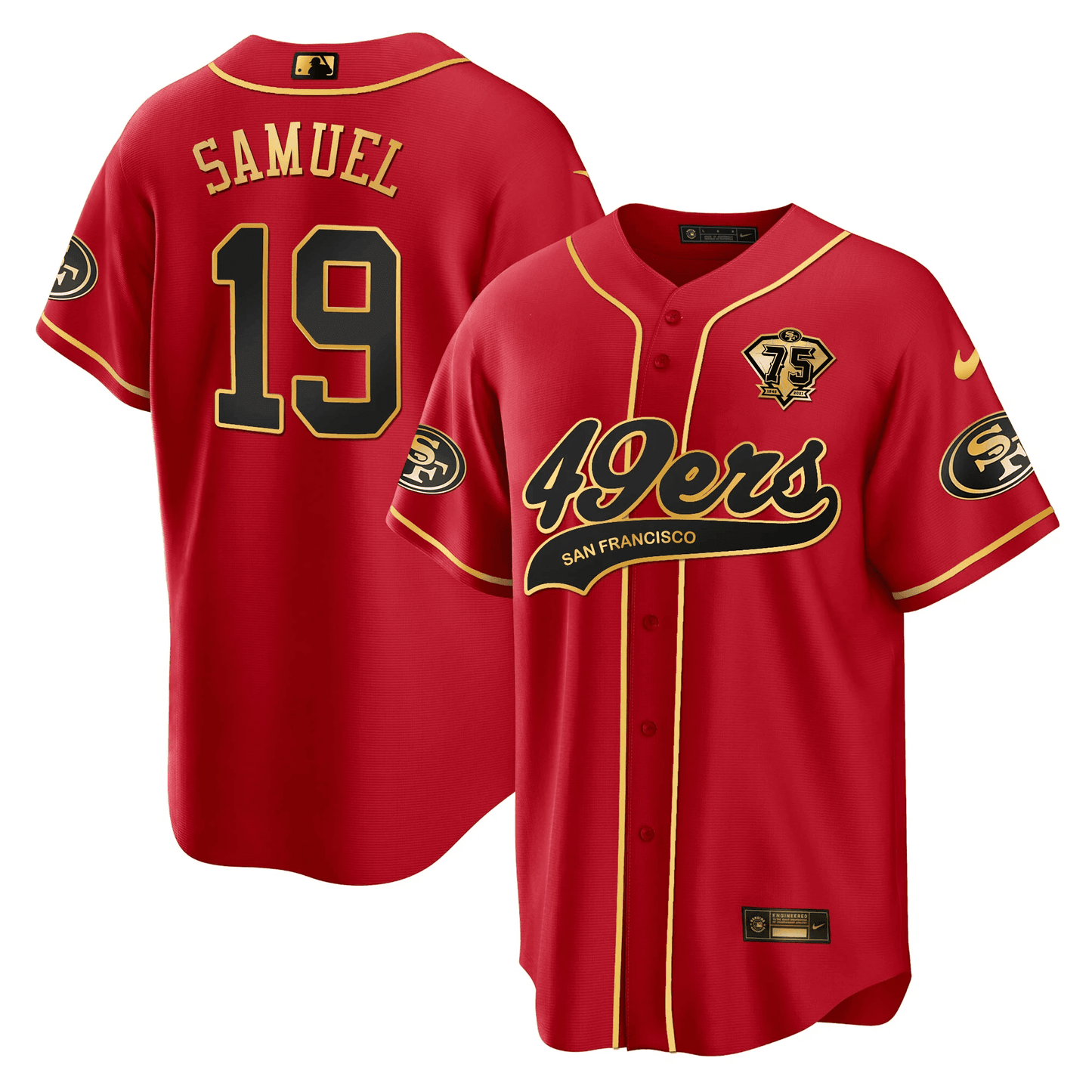 Deebo Samuel 19 San Francisco 49ers Baseball Men Jersey - Black Red