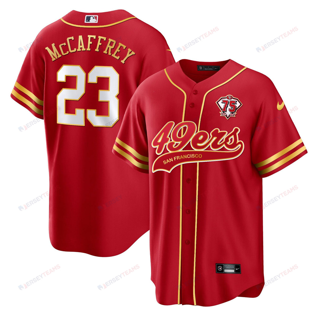 Christian McCaffrey 23 San Francisco 49ers Baseball Men Jersey - Red