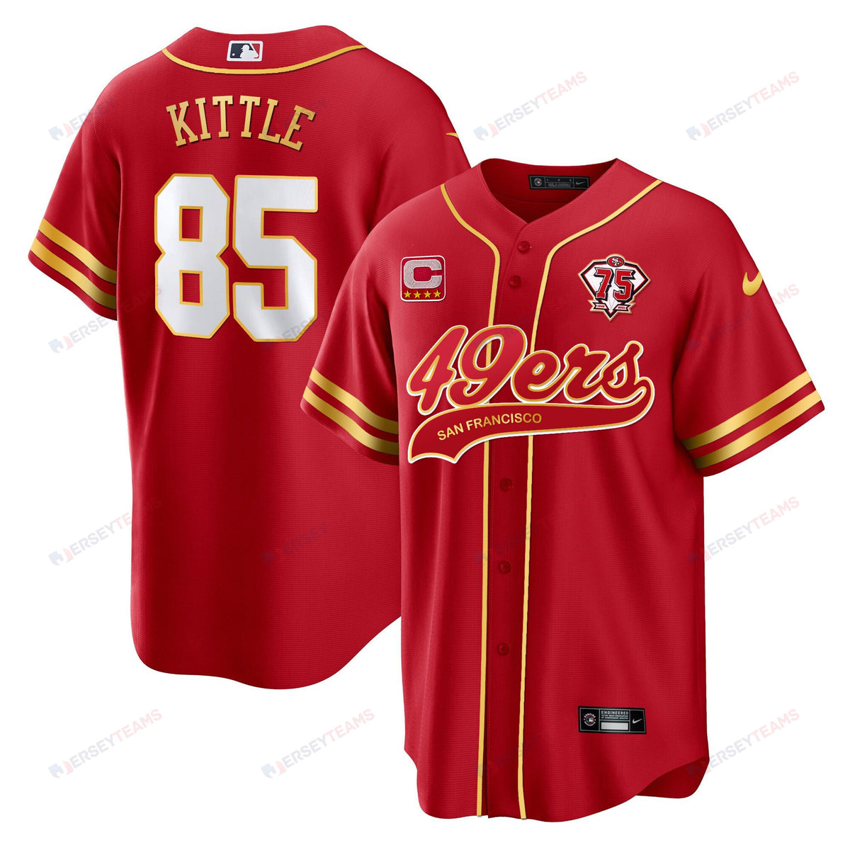 George Kittle 85 San Francisco 49ers Baseball Men Jersey - Red