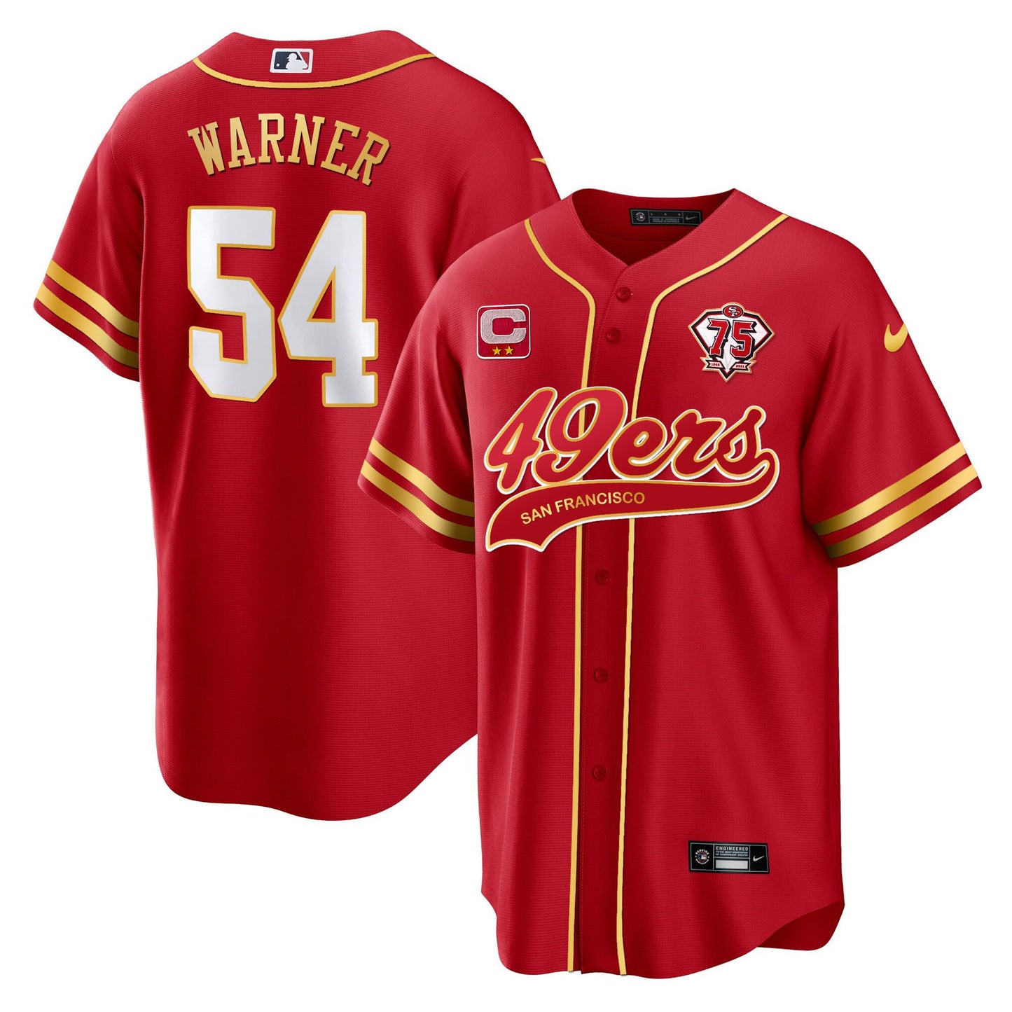 Fred Warner 54 San Francisco 49ers Baseball Men Jersey - Red