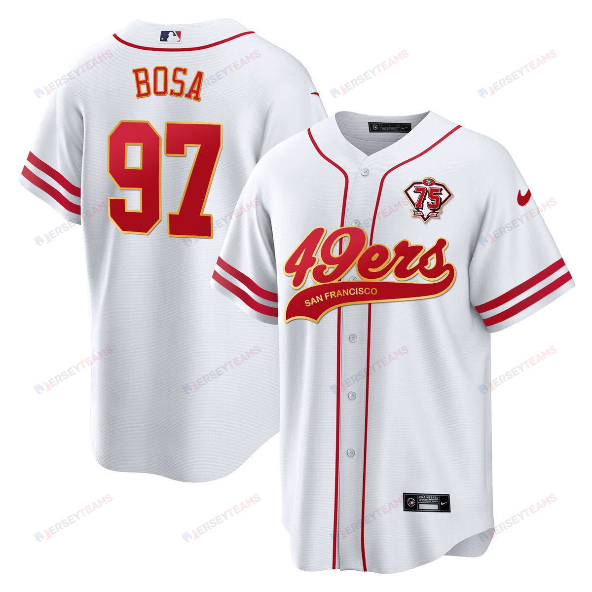 Nick Bosa 97 San Francisco 49ers Baseball Men Jersey - White