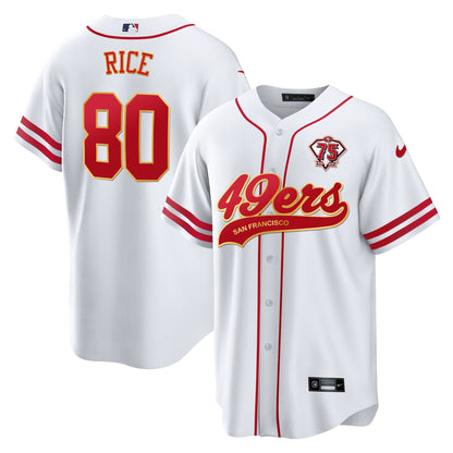 Jerry Rice 80 San Francisco 49ers Baseball Men Jersey - White