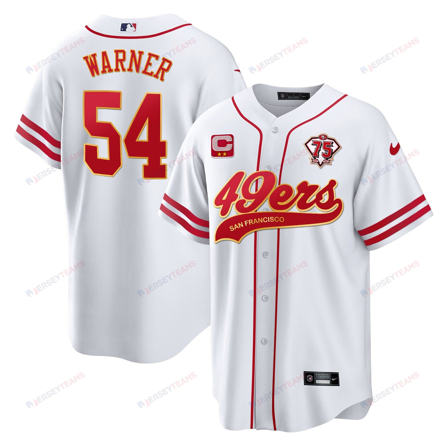 Fred Warner 54 San Francisco 49ers Baseball Men Jersey - White
