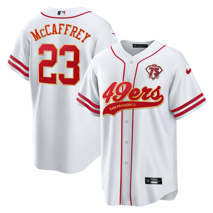 Christian McCaffrey 23 San Francisco 49ers Baseball Men Jersey - White