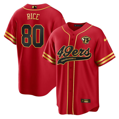 Jerry Rice 80 San Francisco 49ers Baseball Men Jersey - Black Red