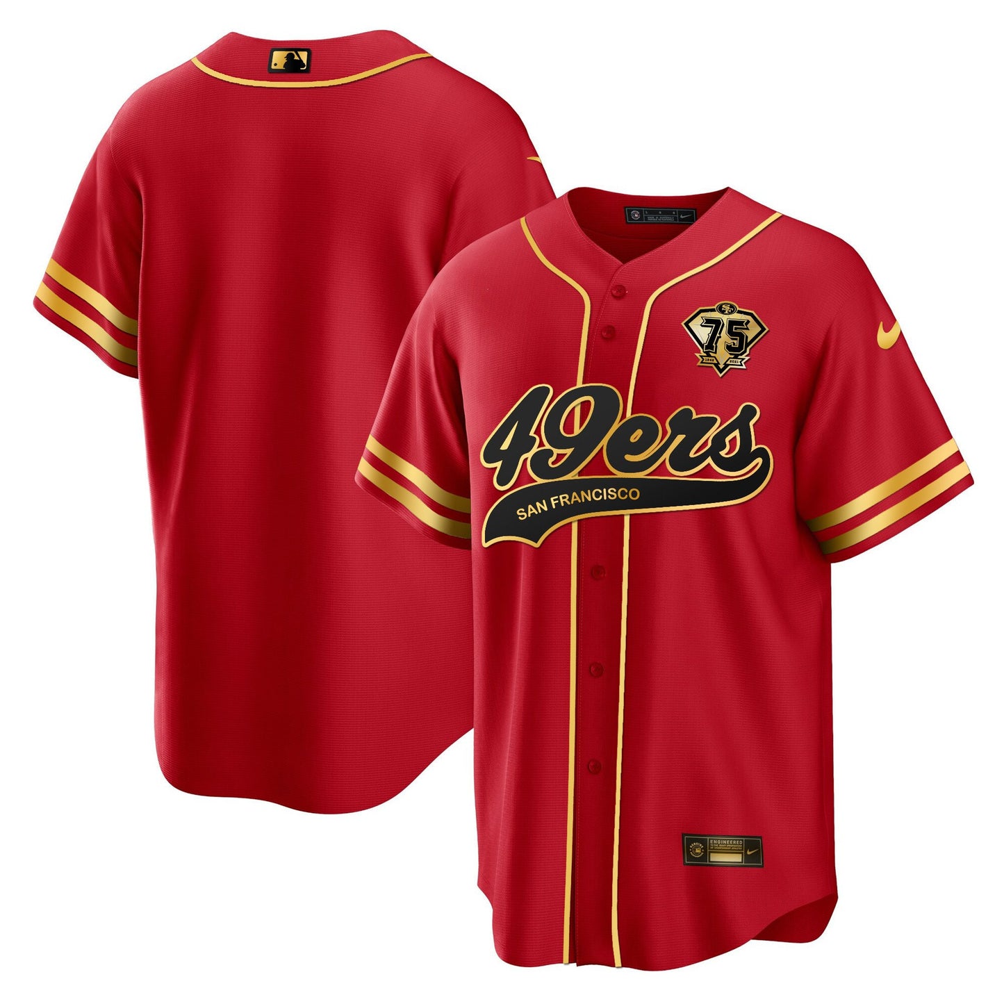 San Francisco 49ers Baseball Men Jersey - Black Red