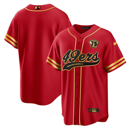 San Francisco 49ers Baseball Men Jersey - Black Red