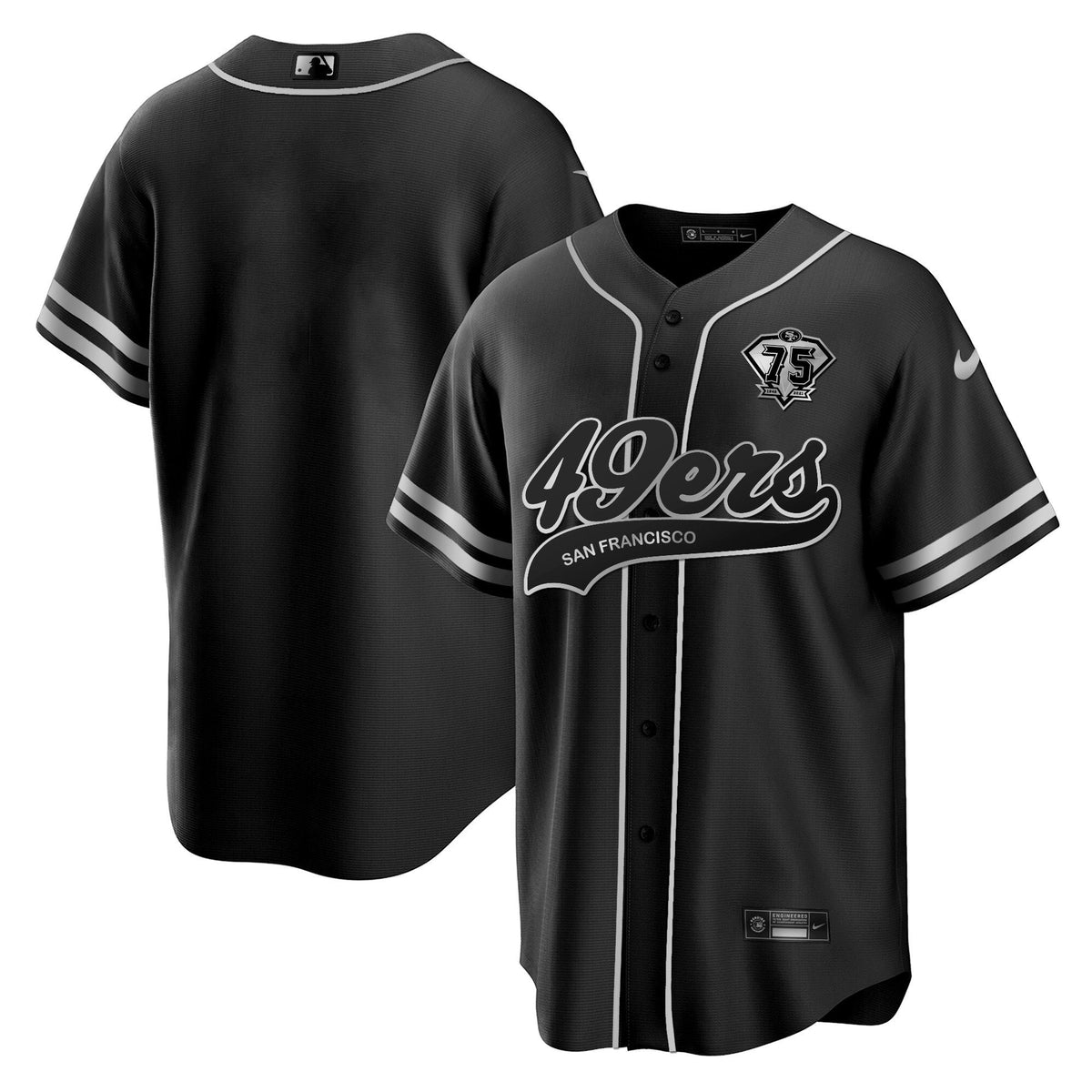 San Francisco 49ers Baseball Men Jersey - Black Silver