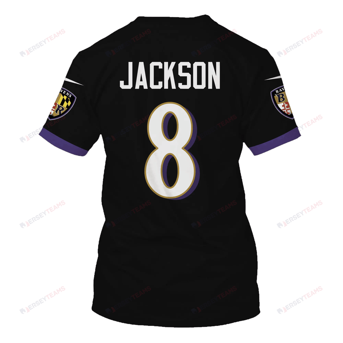 Lamar Jackson 8 Baltimore Ravens All Over Print T-shirt - Black