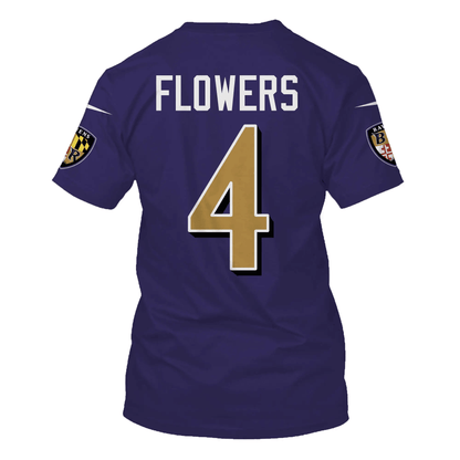 Zay Flowers 4 Baltimore Ravens All Over Print T-shirt - Purple