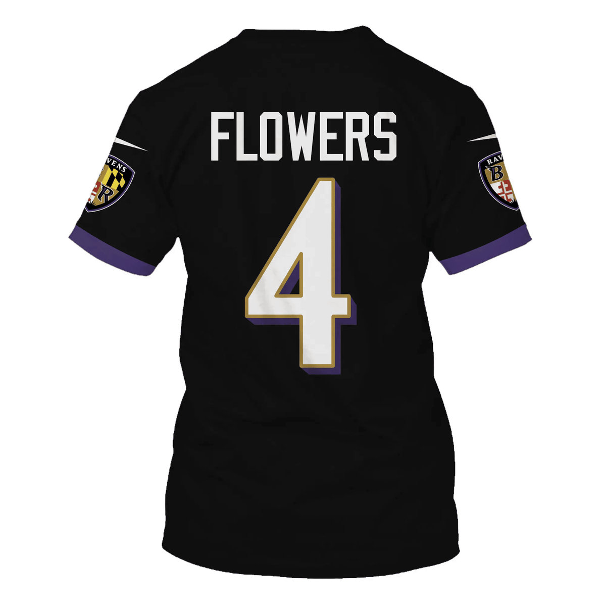 Zay Flowers 4 Baltimore Ravens All Over Print T-shirt - Black