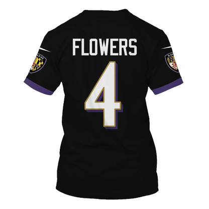 Zay Flowers 4 Baltimore Ravens All Over Print T-shirt - Black