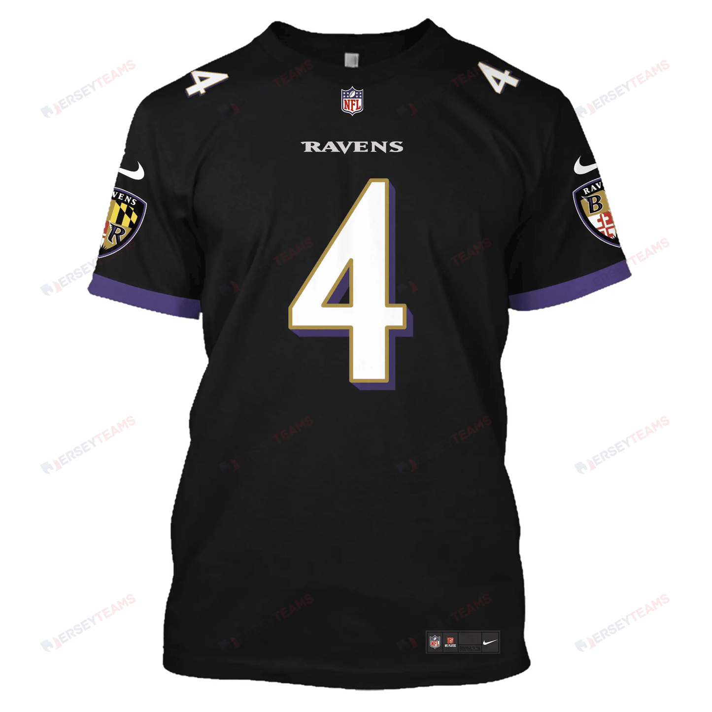 Zay Flowers 4 Baltimore Ravens All Over Print T-shirt - Black