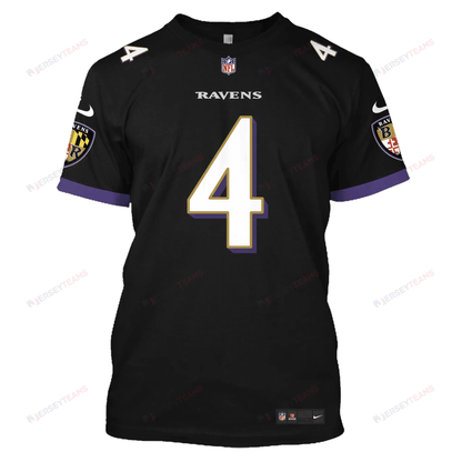 Zay Flowers 4 Baltimore Ravens All Over Print T-shirt - Black