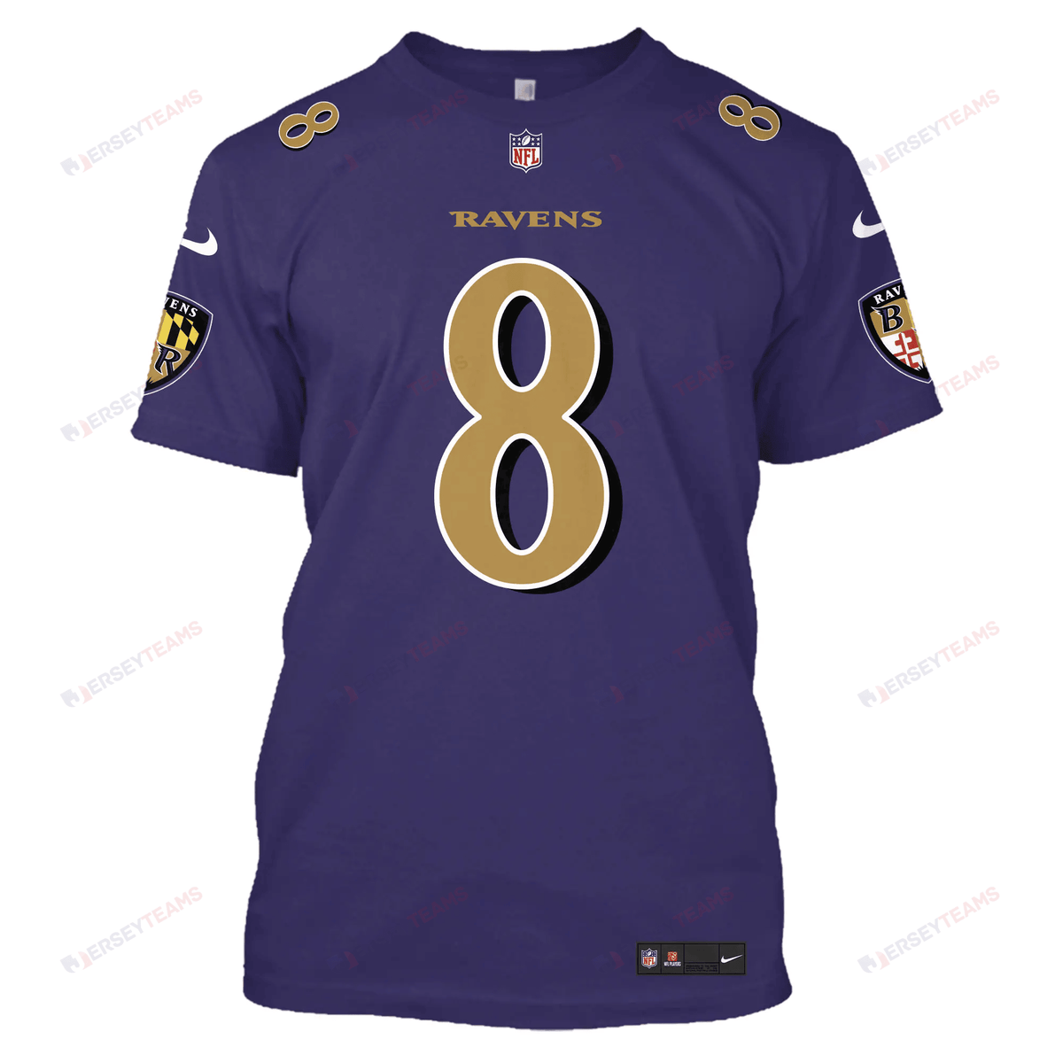 Lamar Jackson 8 Baltimore Ravens All Over Print T-shirt - Purple