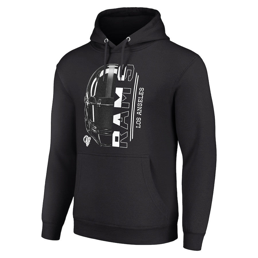 Los Angeles Rams Half Helmet Logo Pullover Hoodie - Black