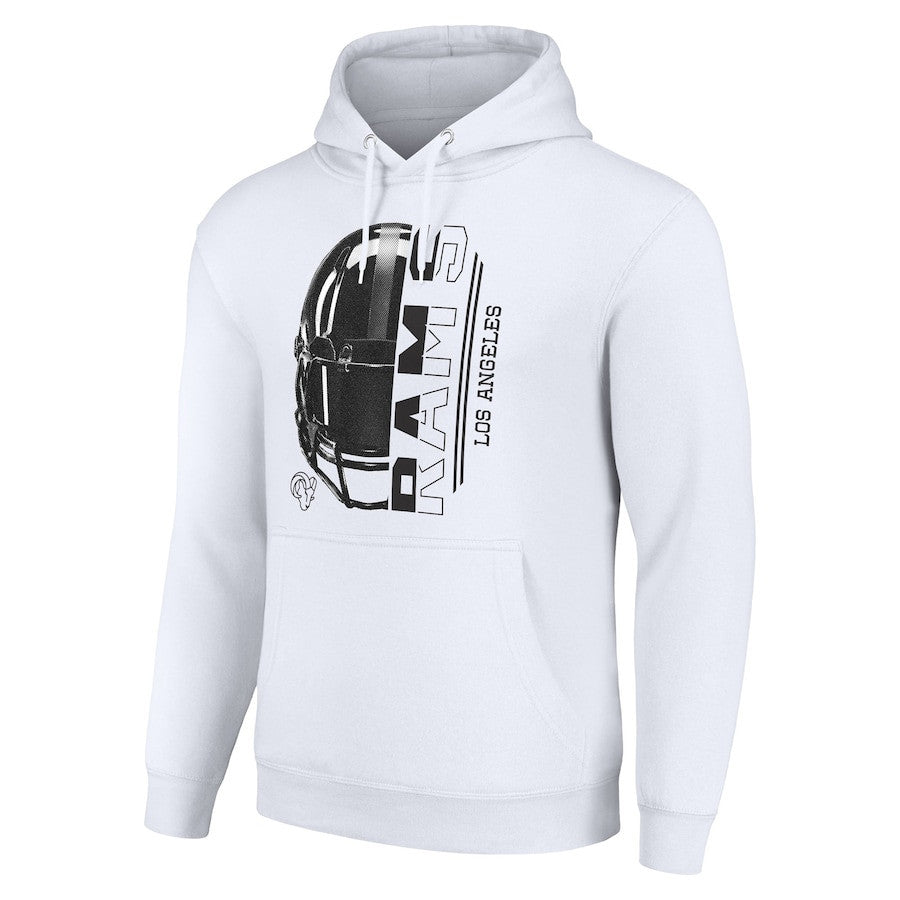 Los Angeles Rams Half Helmet Logo Pullover Hoodie - White