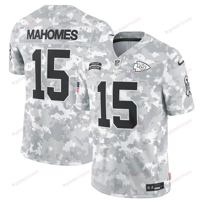 Patrick Mahomes 15 Kansas City Chiefs 2024 Salute to Service Limited Men Jersey - Arctic Camo