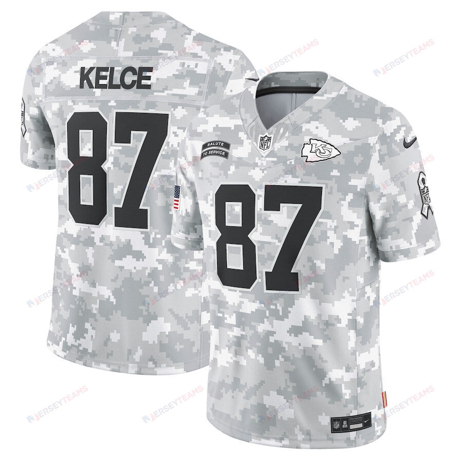 Travis Kelce 87 Kansas City Chiefs 2024 Salute to Service Limited Men Jersey - Arctic Camo