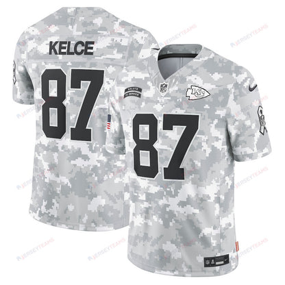 Travis Kelce 87 Kansas City Chiefs 2024 Salute to Service Limited Men Jersey - Arctic Camo