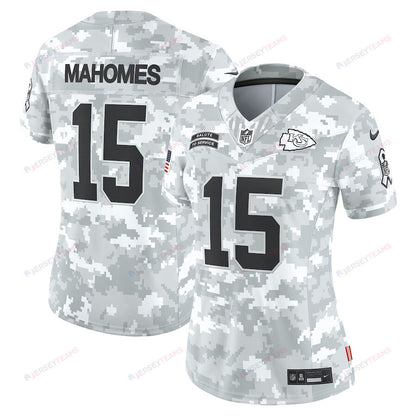 Patrick Mahomes 15 Kansas City Chiefs Women's 2024 Salute to Service Limited Jersey - Arctic Camo