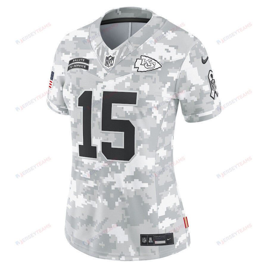 Patrick Mahomes 15 Kansas City Chiefs Women's 2024 Salute to Service Limited Jersey - Arctic Camo