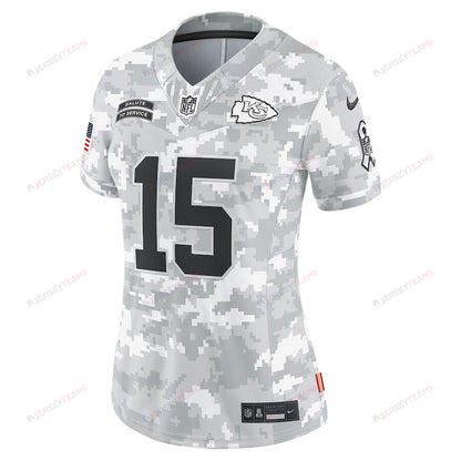 Patrick Mahomes 15 Kansas City Chiefs Women's 2024 Salute to Service Limited Jersey - Arctic Camo
