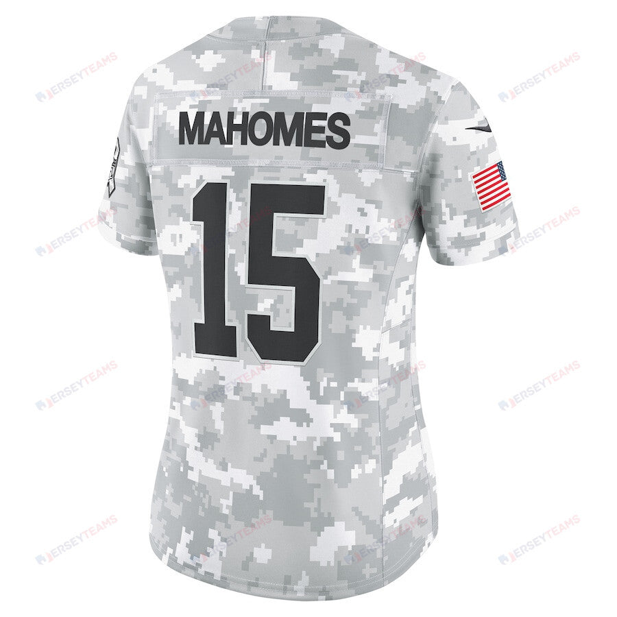 Patrick Mahomes 15 Kansas City Chiefs Women's 2024 Salute to Service Limited Jersey - Arctic Camo