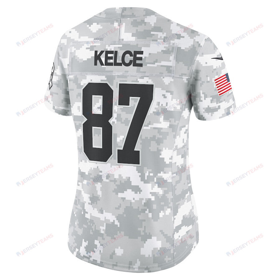 Travis Kelce 87 Kansas City Chiefs Women's 2024 Salute to Service Limited Jersey - Arctic Camo