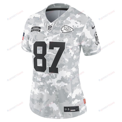 Travis Kelce 87 Kansas City Chiefs Women's 2024 Salute to Service Limited Jersey - Arctic Camo
