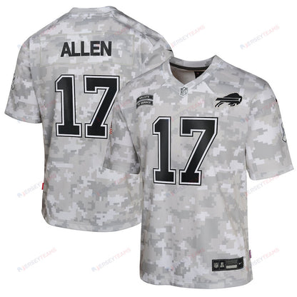 Josh Allen 17 Buffalo Bills 2024 Salute to Service Game YOUTH Jersey - Arctic Camo