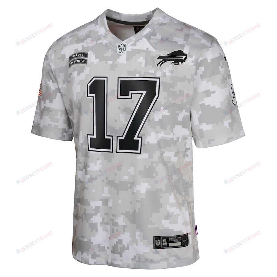 Josh Allen 17 Buffalo Bills 2024 Salute to Service Game YOUTH Jersey - Arctic Camo