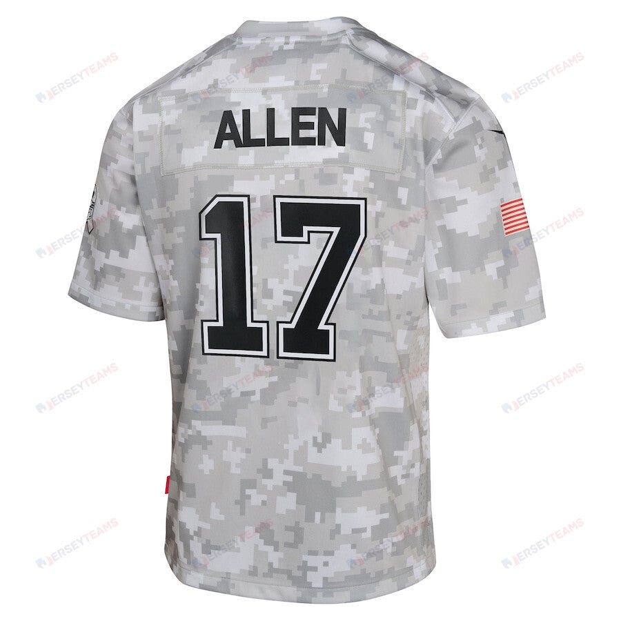 Josh Allen 17 Buffalo Bills 2024 Salute to Service Game YOUTH Jersey - Arctic Camo