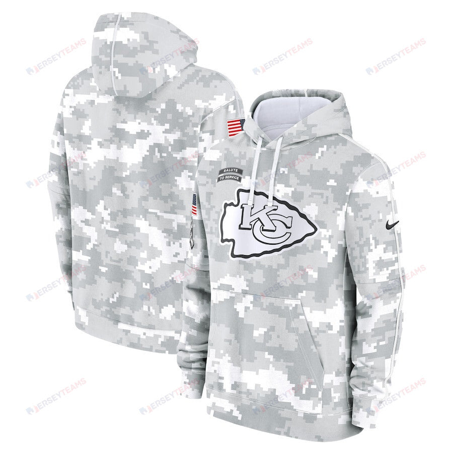 Kansas City Chiefs 2024 Salute to Service Club Fleece Pullover Men Hoodie - Arctic Camo
