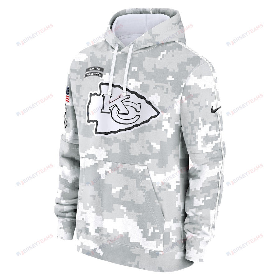 Kansas City Chiefs 2024 Salute to Service Club Fleece Pullover Men Hoodie - Arctic Camo