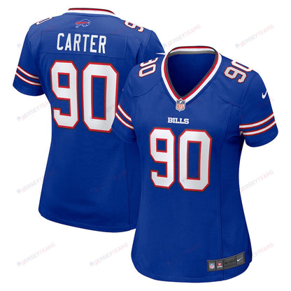 DeWayne Carter 90 Buffalo Bills Women's Game Jersey - Royal