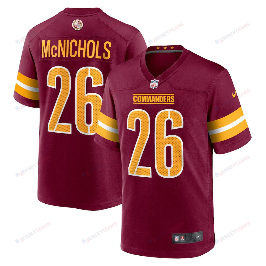 Jeremy McNichols 26 Washington Commanders Game Men Jersey - Burgundy