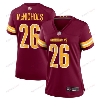 Jeremy McNichols 26 Washington Commanders Women's Game Jersey - Burgundy