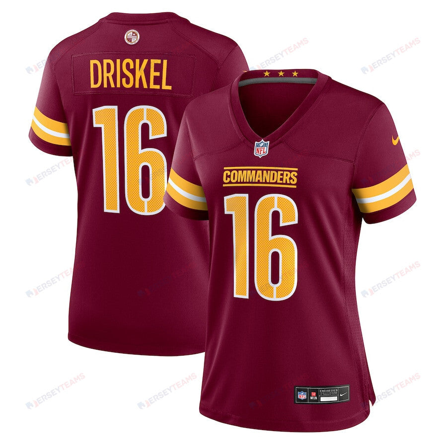 Jeff Driskel 16 Washington Commanders Women's Game Jersey - Burgundy