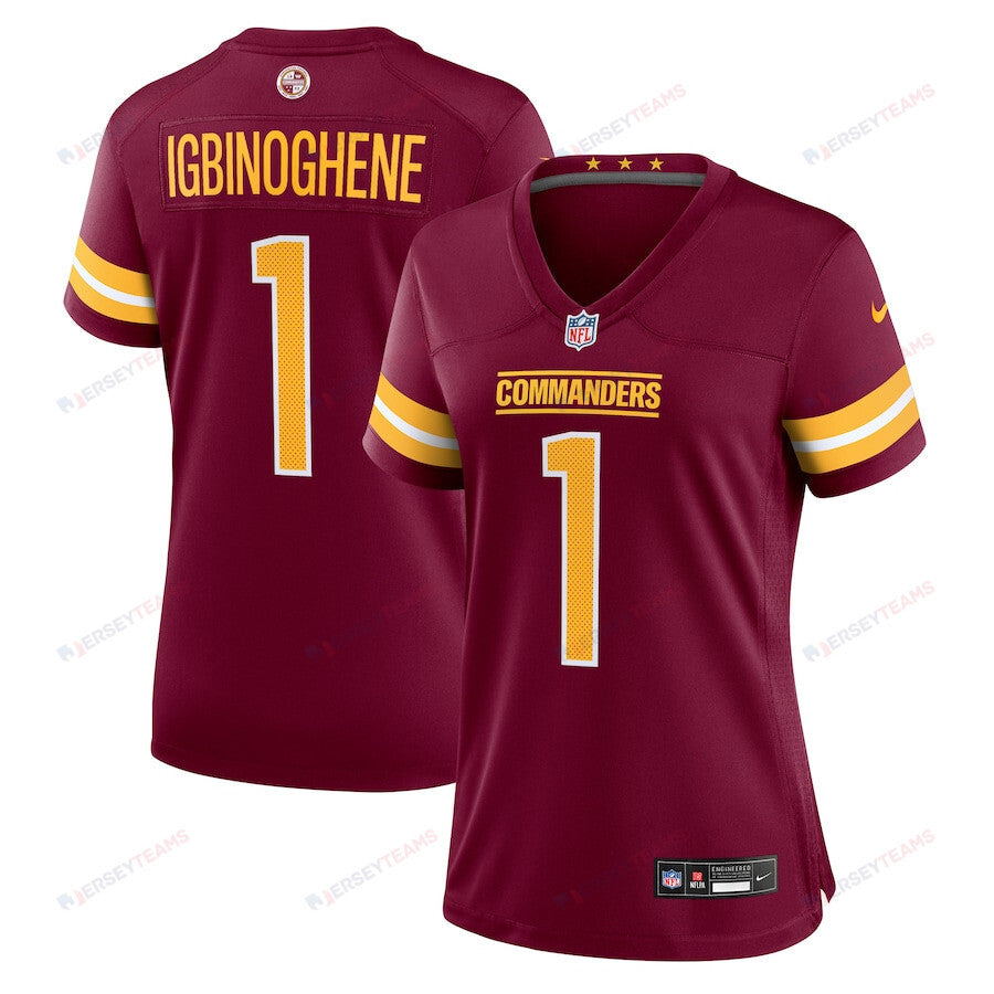 Noah Igbinoghene 1 Washington Commanders Women's Game Jersey - Burgundy
