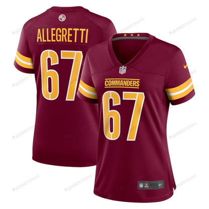 Nick Allegretti 67 Washington Commanders Women's Game Jersey - Burgundy