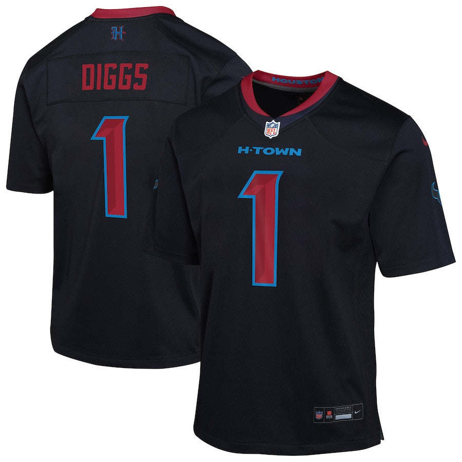 Stefon Diggs 1 Houston Texans Alternate Player Game YOUTH Jersey - Navy