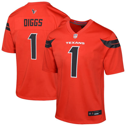 Stefon Diggs 1 Houston Texans Team Player Alternate Game YOUTH Jersey - Orange