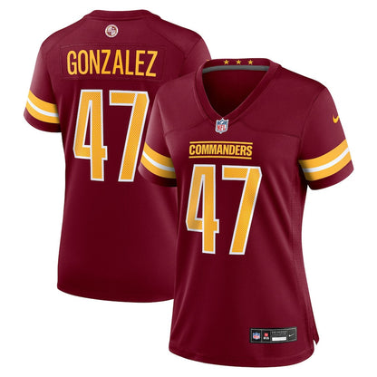 Zane Gonzalez 47 Washington Commanders Women's Game Jersey - Burgundy