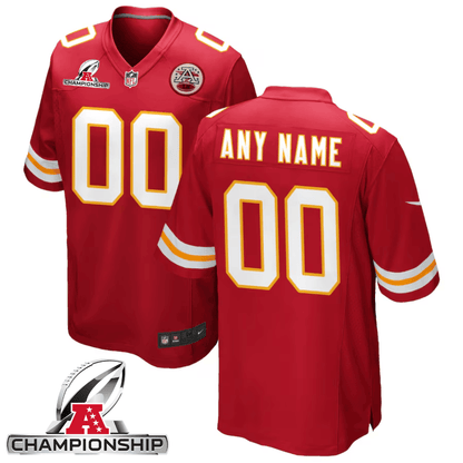 Kansas City Chiefs AFC Championship Patch Game Men Custom Jersey - Red